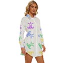 Rainbow Clown Pattern Womens Long Sleeve Shirt Dress View3