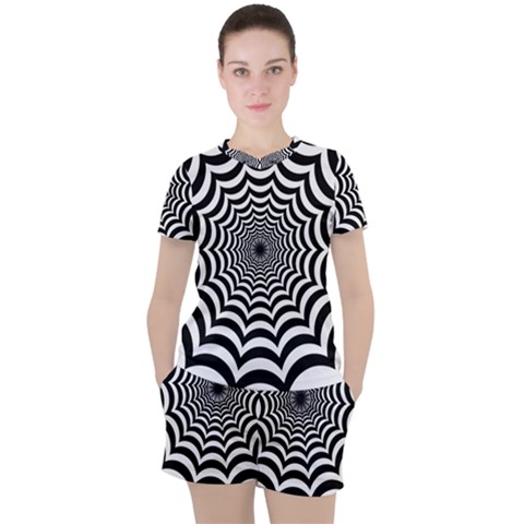 Spider Web Hypnotic Women s Tee And Shorts Set by Amaryn4rt