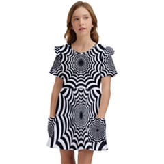 Spider Web Hypnotic Kids  Frilly Sleeves Pocket Dress by Amaryn4rt