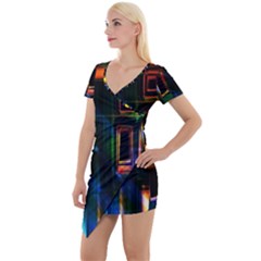 Architecture City Homes Window Short Sleeve Asymmetric Mini Dress by Amaryn4rt