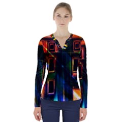 Architecture City Homes Window V-neck Long Sleeve Top by Amaryn4rt