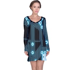 A Completely Seamless Background Design Circuitry Long Sleeve Nightdress by Amaryn4rt