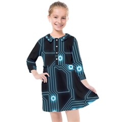 A Completely Seamless Background Design Circuitry Kids  Quarter Sleeve Shirt Dress by Amaryn4rt