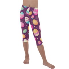 Easter Eggs Egg Kids  Lightweight Velour Capri Leggings  by Ravend