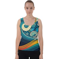 Waves Ocean Sea Abstract Whimsical Abstract Art 3 Velvet Tank Top by Wegoenart