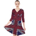 Union Jack Flag Uk Patriotic Quarter Sleeve Front Wrap Dress View1