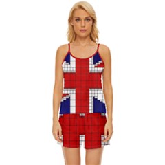 Union Jack Flag Uk Patriotic Satin Pajama Short Set by Celenk