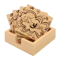 Happy Happiness Child Smile Joy Bamboo Coaster Set by Celenk