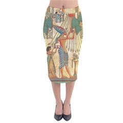 Egyptian Man Sun God Ra Amun Velvet Midi Pencil Skirt by Celenk