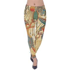 Egyptian Man Sun God Ra Amun Velvet Leggings by Celenk