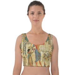 Egyptian Man Sun God Ra Amun Velvet Crop Top by Celenk