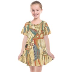 Egyptian Man Sun God Ra Amun Kids  Smock Dress by Celenk