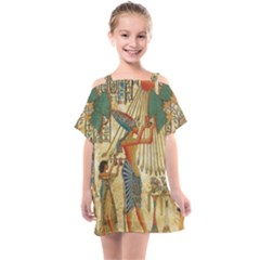 Egyptian Man Sun God Ra Amun Kids  One Piece Chiffon Dress by Celenk