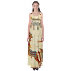 Egyptian Tutunkhamun Pharaoh Design Empire Waist Maxi Dress by Celenk