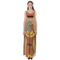 Egyptian Tutunkhamun Pharaoh Design Empire Waist Maxi Dress by Celenk