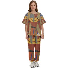 Egyptian Tutunkhamun Pharaoh Design Kids  Tee And Pants Sports Set by Celenk