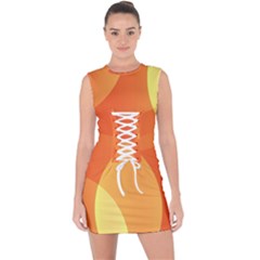 Abstract Orange Yellow Red Color Lace Up Front Bodycon Dress by Celenk