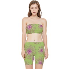 Dandelion Flower Background Nature Flora Drawing Stretch Shorts And Tube Top Set by Uceng