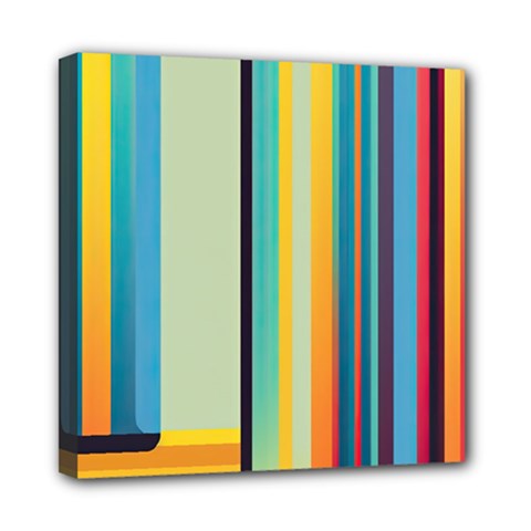 Colorful Rainbow Striped Pattern Stripes Background Mini Canvas 8  X 8  (stretched) by Uceng