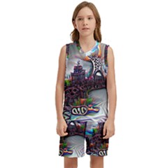 Abstract Art Psychedelic Art Experimental Kids  Basketball Mesh Set by Uceng