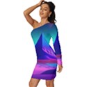 Fantasy Universe Art Wallpaper Artwork Long Sleeve One Shoulder Mini Dress View2