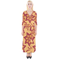 Flower Mandala Template Sketch Drawing Art Quarter Sleeve Wrap Maxi Dress by Uceng