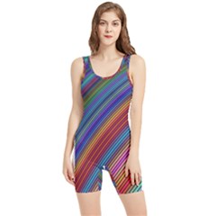 Multicolored Stripe Curve Striped Background Women s Wrestling Singlet by Uceng