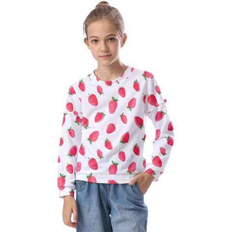 Strawberry Kids  Long Sleeve Tee With Frill  by SychEva