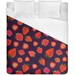 Strawberry On Black Duvet Cover (california King Size) by SychEva