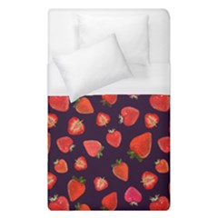 Strawberry On Black Duvet Cover (single Size) by SychEva