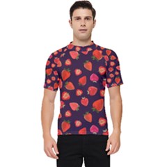 Strawberry On Black Men s Short Sleeve Rash Guard by SychEva