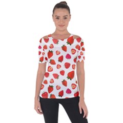 Strawberries Shoulder Cut Out Short Sleeve Top by SychEva