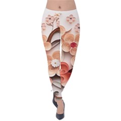 Sakura Flowers Flower Pink Blossom Spring Velvet Leggings by Jancukart