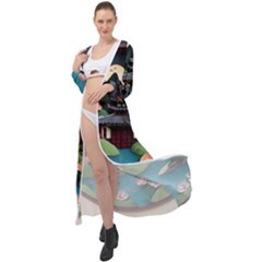 Japanese Garden Flowers Landscape Maxi Chiffon Beach Wrap by danenraven