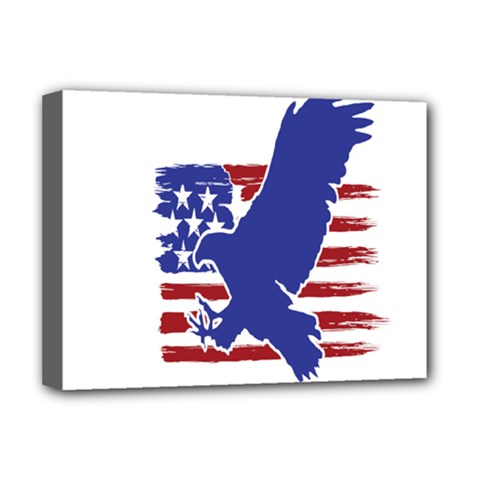 Usa Flag Eagle Symbol American Bald Eagle Country Deluxe Canvas 16  X 12  (stretched)  by Wegoenart