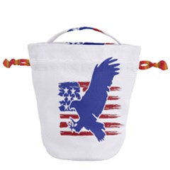 Usa Flag Eagle Symbol American Bald Eagle Country Drawstring Bucket Bag by Wegoenart