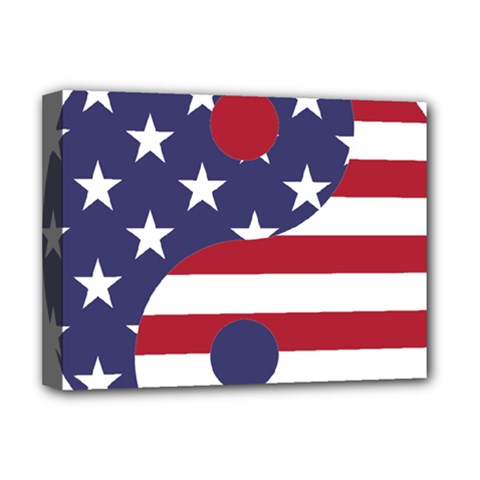 Yang Yin America Flag Abstract Art Asian Balance Deluxe Canvas 16  X 12  (stretched)  by Wegoenart