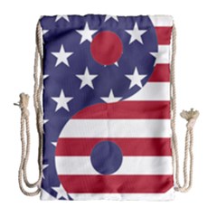 Yang Yin America Flag Abstract Art Asian Balance Drawstring Bag (large) by Wegoenart