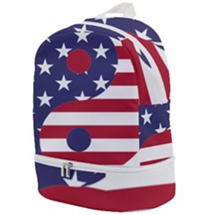 Yang Yin America Flag Abstract Art Asian Balance Zip Bottom Backpack by Wegoenart