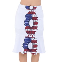 Us Flag Flower Sunshine Flag America Usa Short Mermaid Skirt by Wegoenart