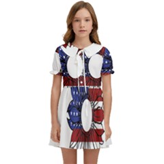 Us Flag Flower Sunshine Flag America Usa Kids  Sweet Collar Dress by Wegoenart