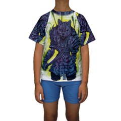 Zombie Animal Warrior Armor Arrows Aura Kids  Short Sleeve Swimwear by Wegoenart