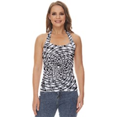 Illusions Abstract Black And White Patterns Swirls Basic Halter Top by Wegoenart