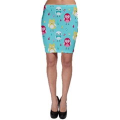 Owls Owl Bird Cute Animal Art Vector  Pattern Colorful Bodycon Skirt by Salman4z