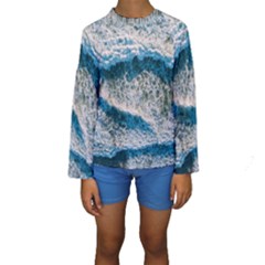 Waves Wave Nature Beach Kids  Long Sleeve Swimwear by Salman4z