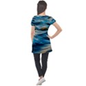 Waves Wave Water Blue Sea Ocean Abstract Puff Sleeve Tunic Top View2