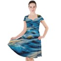 Waves Wave Water Blue Sea Ocean Abstract Cap Sleeve Midi Dress View1