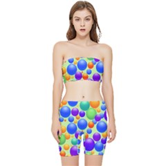 Background Pattern Design Colorful Bubbles Stretch Shorts And Tube Top Set by Ravend