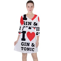 I Love Gin And Tonic Quarter Sleeve Ruffle Waist Dress by ilovewhateva