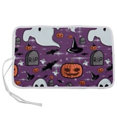 Pumpkin Ghost Witch Hat Halloween Sketch Holiday Pen Storage Case (m) by Ravend